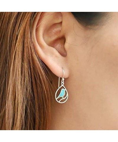 Jewelry Sterling Silver Bird Teardrop Inlay Earrings Turquoise $27.13 Earrings