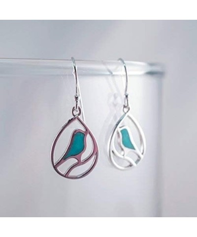 Jewelry Sterling Silver Bird Teardrop Inlay Earrings Turquoise $27.13 Earrings