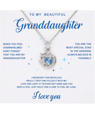 To My Beautiful Granddaughter Stars & Moon Necklace, Special Star Necklace Cubic-Zirconia Stars Moon Universary Sapphires Pen...