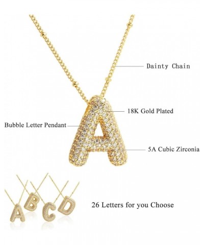 18k Gold Plated Letter Necklace CZ Bubble Alphabet 26 A-Z Letter Name Necklace Balloon Initial Necklace for Women Girls Gold ...