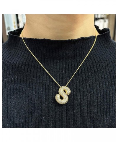 18k Gold Plated Letter Necklace CZ Bubble Alphabet 26 A-Z Letter Name Necklace Balloon Initial Necklace for Women Girls Gold ...