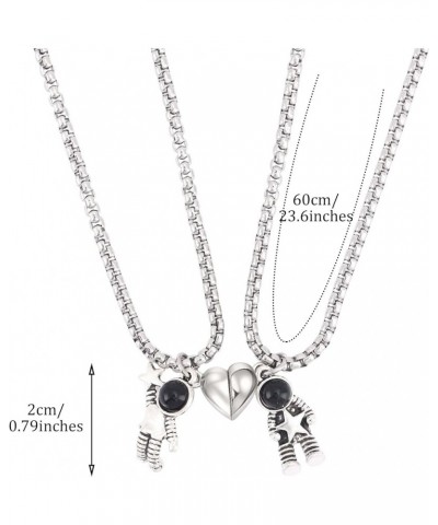 Astronaut Couples Necklaces His and Her Necklace Heart Matching Necklaces Long Distance Relationship Gifts for Couples Annive...