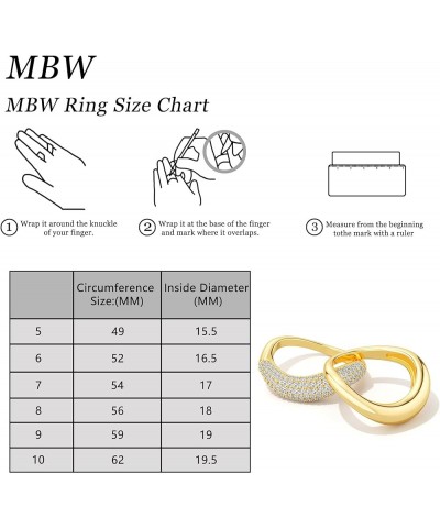 Stackable Cubic Zirconia Gold Wave Rings for Women, Stacking Gold Rings That Don't Tarnish CZ Bands Statement Gold Rings Chun...