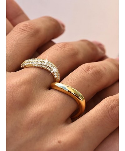 Stackable Cubic Zirconia Gold Wave Rings for Women, Stacking Gold Rings That Don't Tarnish CZ Bands Statement Gold Rings Chun...