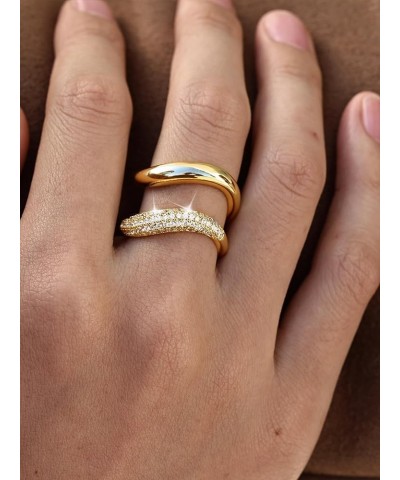 Stackable Cubic Zirconia Gold Wave Rings for Women, Stacking Gold Rings That Don't Tarnish CZ Bands Statement Gold Rings Chun...