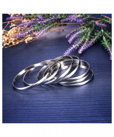 Glossy Plain Stainless Steel Bangle Bracelets Set for Women, Silver, Set of 7 Pieces 8.4 inches $12.38 Bracelets