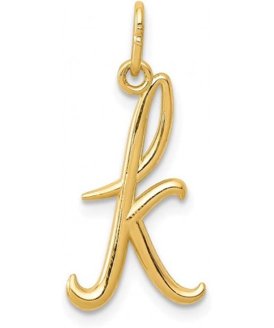 Solid 14k Yellow Gold Cursive K Initial Letter Alphabet Charm Pendant $35.26 Pendants