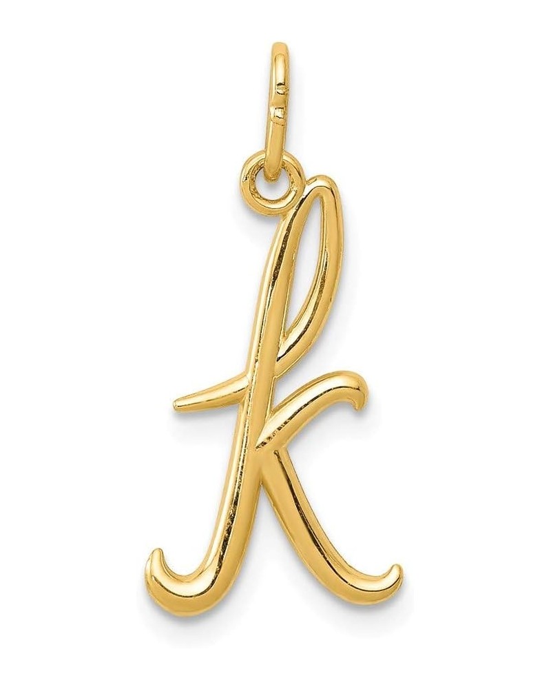 Solid 14k Yellow Gold Cursive K Initial Letter Alphabet Charm Pendant $35.26 Pendants