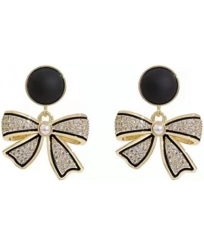 Retro full drill dark bow earrings, ear nails female senior sense temperament cold wind ear ornaments $7.94 Earrings