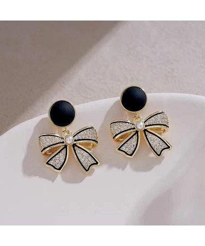 Retro full drill dark bow earrings, ear nails female senior sense temperament cold wind ear ornaments $7.94 Earrings