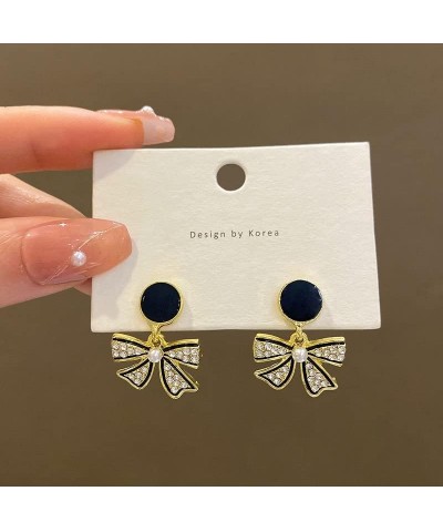 Retro full drill dark bow earrings, ear nails female senior sense temperament cold wind ear ornaments $7.94 Earrings