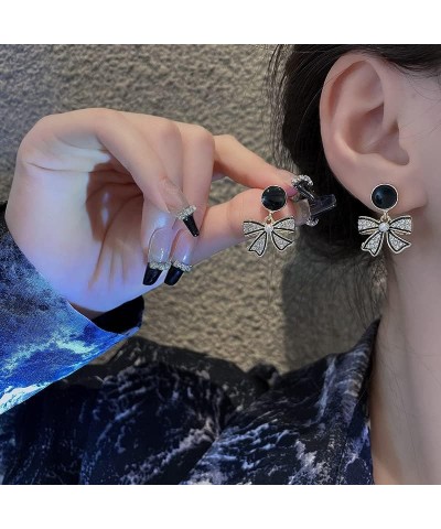 Retro full drill dark bow earrings, ear nails female senior sense temperament cold wind ear ornaments $7.94 Earrings