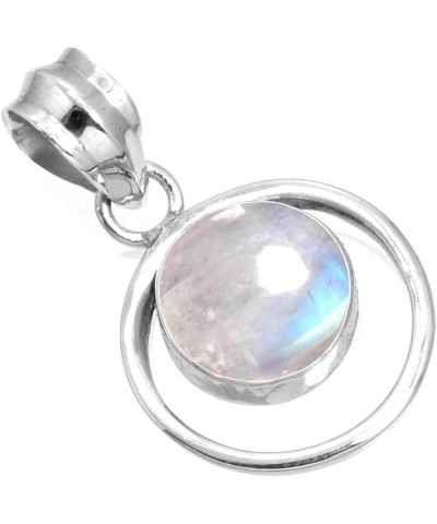 925 Sterling Silver Handmade Pendant for Women 10 MM Round Gemstone Fashion Jewelry for Gift (99579_P) Rainbow Moonstone $18....