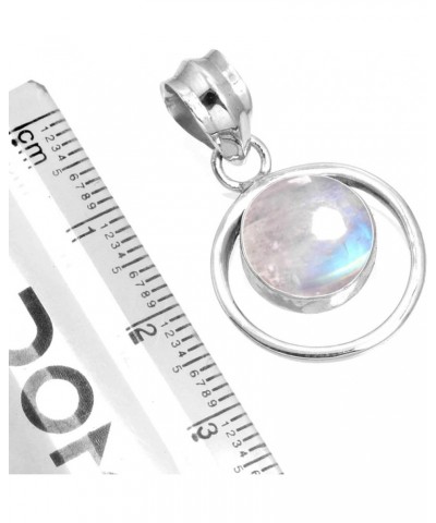 925 Sterling Silver Handmade Pendant for Women 10 MM Round Gemstone Fashion Jewelry for Gift (99579_P) Rainbow Moonstone $18....