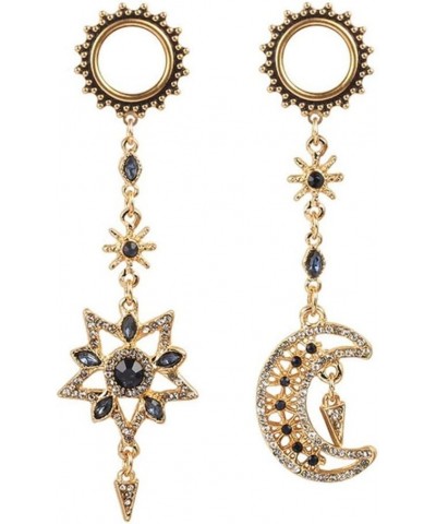 SoScene Gypsy Star and Moon Dangle Ear Gauges Ear Plugs 19mm- 3/4 inch Gold $10.79 Body Jewelry