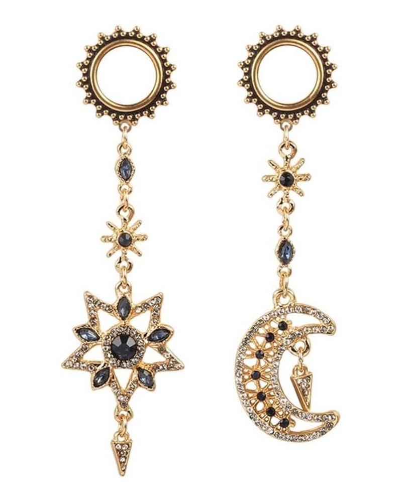 SoScene Gypsy Star and Moon Dangle Ear Gauges Ear Plugs 19mm- 3/4 inch Gold $10.79 Body Jewelry