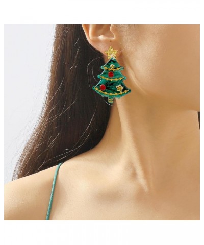 Cute Christmas Earrings for Women Christmas Tree Cake Earrings Zircon Christmas Tree Earrings Christmas Light Earrings Stocki...