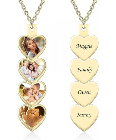 Personalized Heart Photo Necklace with Names Customized Engraved Picture Necklace Memorial Family Necklace Gift for Women Mom...