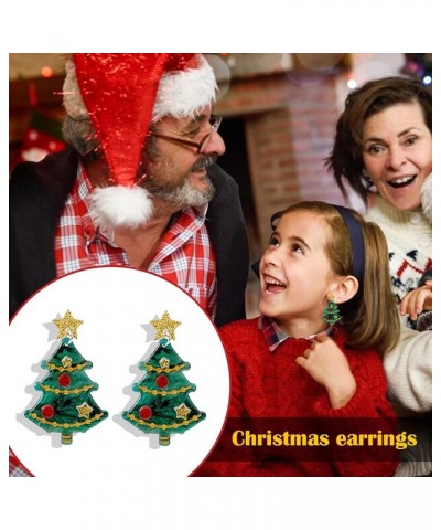 Cute Christmas Earrings for Women Christmas Tree Cake Earrings Zircon Christmas Tree Earrings Christmas Light Earrings Stocki...