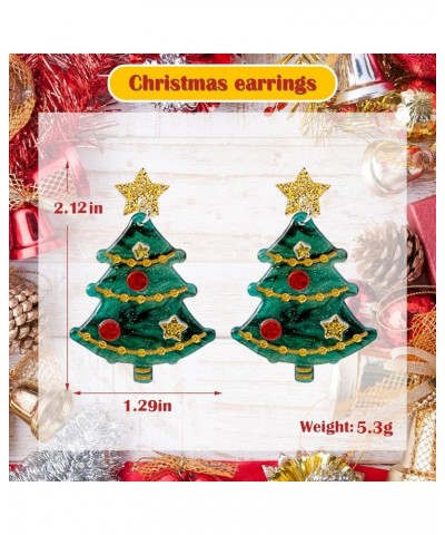 Cute Christmas Earrings for Women Christmas Tree Cake Earrings Zircon Christmas Tree Earrings Christmas Light Earrings Stocki...