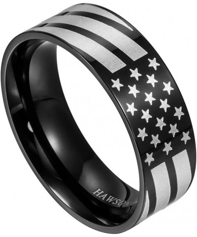 6mm 8mm American Flag Rings for Men, Stainless Steel Rings, Wedding Band for Men Women, Mens Stackable Ring with a Flag, Ring...