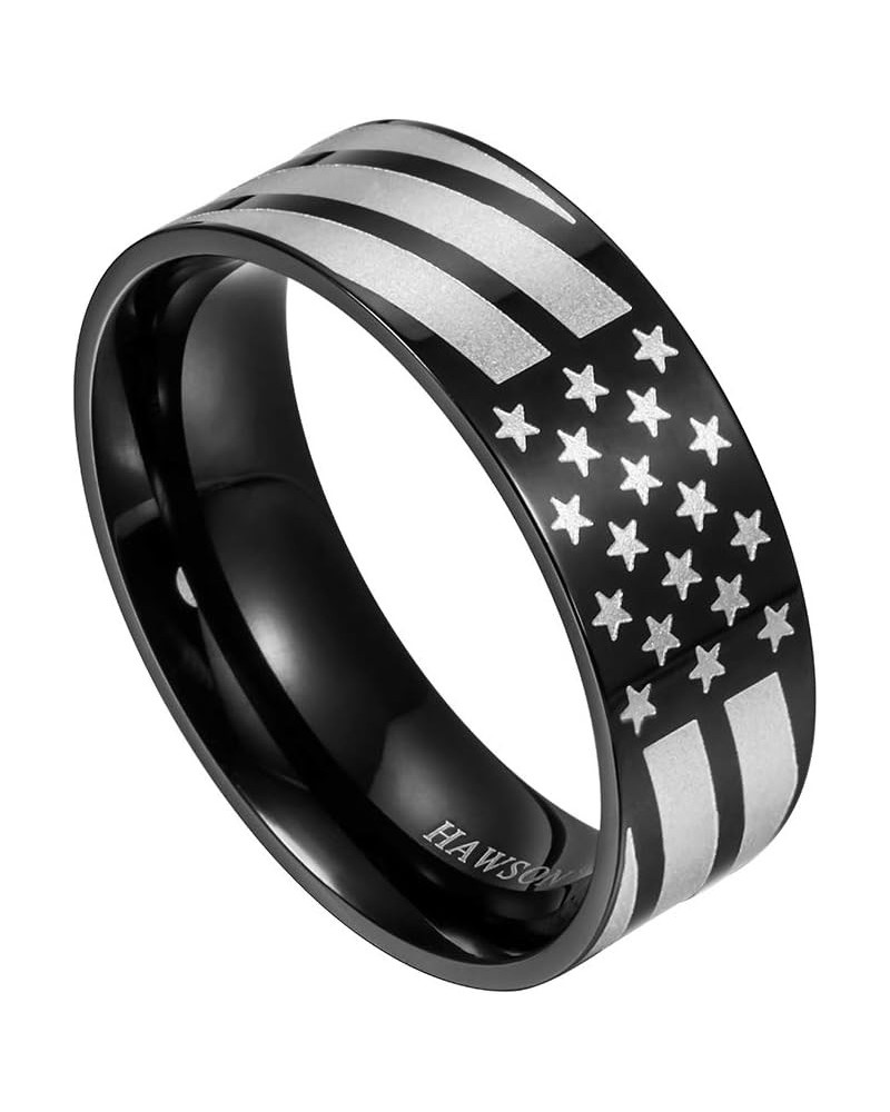 6mm 8mm American Flag Rings for Men, Stainless Steel Rings, Wedding Band for Men Women, Mens Stackable Ring with a Flag, Ring...