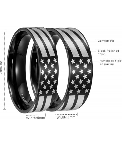 6mm 8mm American Flag Rings for Men, Stainless Steel Rings, Wedding Band for Men Women, Mens Stackable Ring with a Flag, Ring...