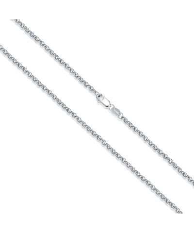 925 Sterling Silver Circle Rolo Chain Silver Rolo Link Chain Necklace 1.5MM 2.5MM Silver Rolo Link Necklace For Women Men 16/...