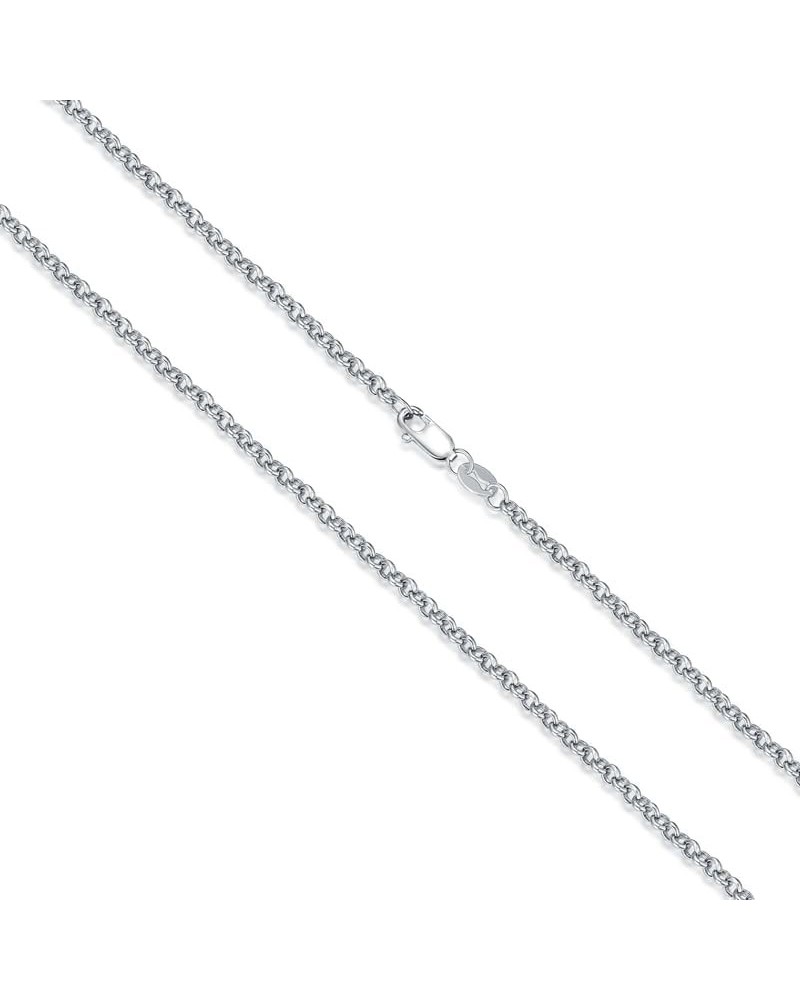 925 Sterling Silver Circle Rolo Chain Silver Rolo Link Chain Necklace 1.5MM 2.5MM Silver Rolo Link Necklace For Women Men 16/...