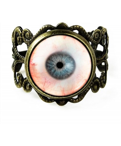 Human Eyeball Ring - Realistic Blue Eye Handmade Filigree Artisan Ring Antique Bronze $10.12 Rings