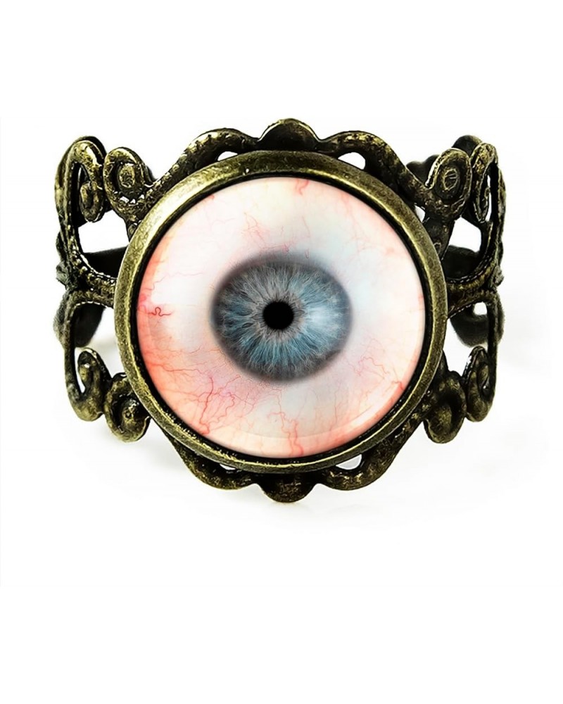 Human Eyeball Ring - Realistic Blue Eye Handmade Filigree Artisan Ring Antique Bronze $10.12 Rings