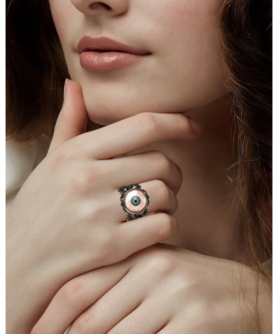 Human Eyeball Ring - Realistic Blue Eye Handmade Filigree Artisan Ring Antique Bronze $10.12 Rings