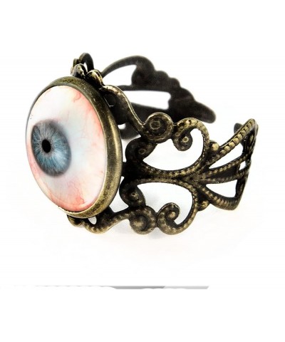 Human Eyeball Ring - Realistic Blue Eye Handmade Filigree Artisan Ring Antique Bronze $10.12 Rings