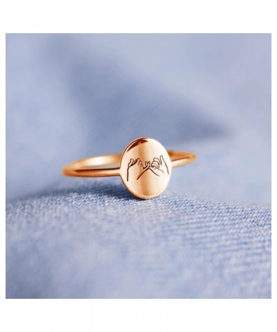 Sterling Silver Pinky Promise Ring for Women Mother Daughter Ring Dainty Friendship Ring for Bestie Minimalist Signet Valenti...