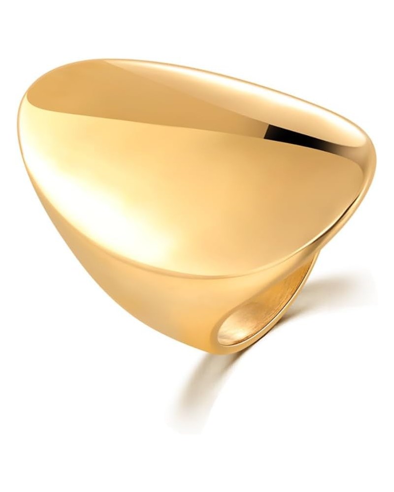 Chunky Oval Ring for Women Thick Dome Statement Ring Stainless Steel Stacking Ring Thick Finger Bands Chunky Gold Rings $8.09...