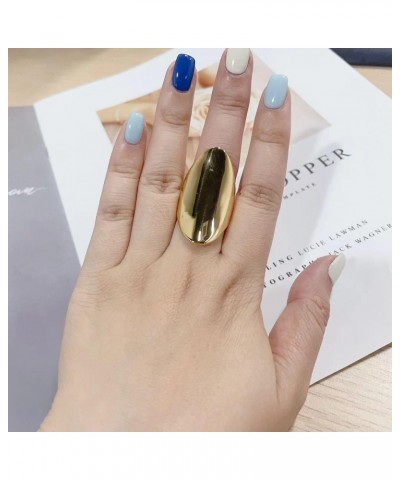 Chunky Oval Ring for Women Thick Dome Statement Ring Stainless Steel Stacking Ring Thick Finger Bands Chunky Gold Rings $8.09...