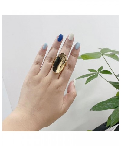 Chunky Oval Ring for Women Thick Dome Statement Ring Stainless Steel Stacking Ring Thick Finger Bands Chunky Gold Rings $8.09...