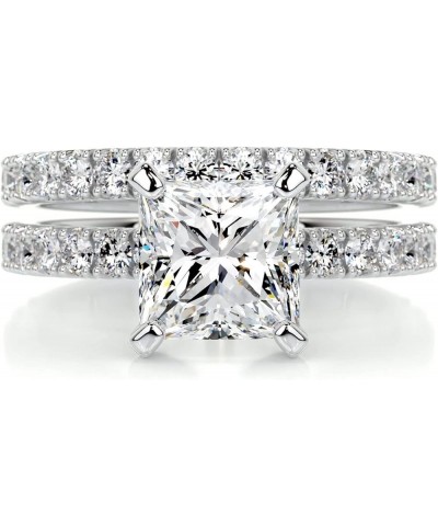 1 CT Center Princess Cut Moissanite Wedding Sets, Platinum Plated Silver Wedding Ring Sets for Her 4.5 $85.31 Sets