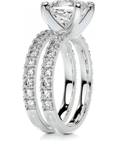 1 CT Center Princess Cut Moissanite Wedding Sets, Platinum Plated Silver Wedding Ring Sets for Her 4.5 $85.31 Sets