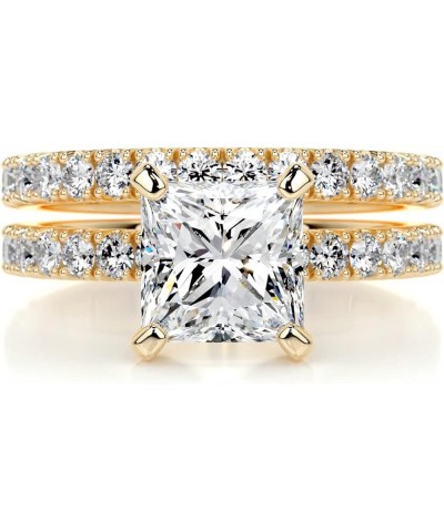 1 CT Center Princess Cut Moissanite Wedding Sets, Platinum Plated Silver Wedding Ring Sets for Her 4.5 $85.31 Sets