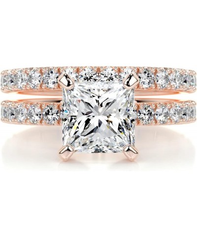 1 CT Center Princess Cut Moissanite Wedding Sets, Platinum Plated Silver Wedding Ring Sets for Her 4.5 $85.31 Sets