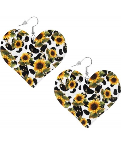 Earrings for Women Women's Drop Dangle Earrings Leather Earrings Heart Shape 2 Pair Sunflower Cow Print $9.59 Earrings