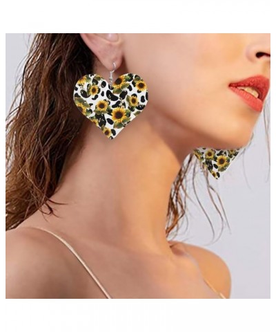 Earrings for Women Women's Drop Dangle Earrings Leather Earrings Heart Shape 2 Pair Sunflower Cow Print $9.59 Earrings