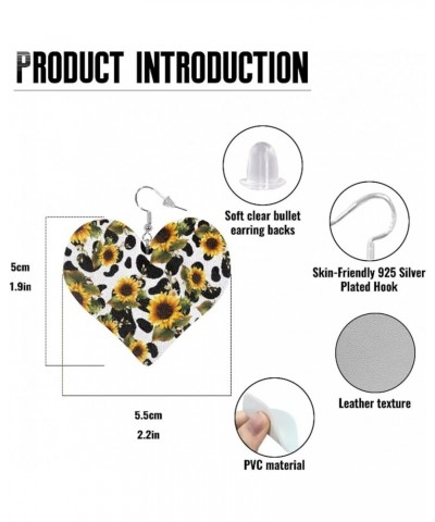 Earrings for Women Women's Drop Dangle Earrings Leather Earrings Heart Shape 2 Pair Sunflower Cow Print $9.59 Earrings