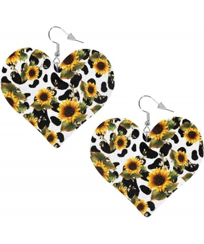 Earrings for Women Women's Drop Dangle Earrings Leather Earrings Heart Shape 2 Pair Sunflower Cow Print $9.59 Earrings