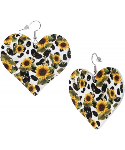 Earrings for Women Women's Drop Dangle Earrings Leather Earrings Heart Shape 2 Pair Sunflower Cow Print $9.59 Earrings