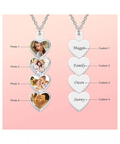 Personalized Heart Photo Necklace with Names Customized Engraved Picture Necklace Memorial Family Necklace Gift for Women Mom...