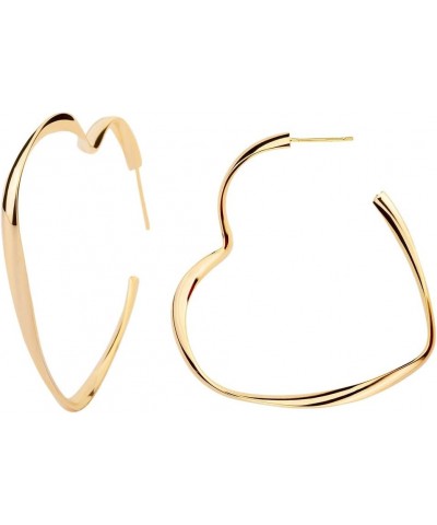 Heart Hoop Earrings - Rhinestone Heart Hoop Earrings Plated in Gold/White Gold for Women - Heart Earrings CZ Paved for Girls ...