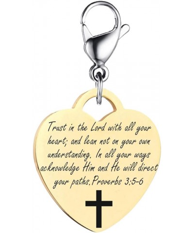 MZZJ Faith Religious Jewelry Christian Bible Verse Scripture Heart Shape ID Charm with Lobster Clasp for DIY Bracelet Neckalc...