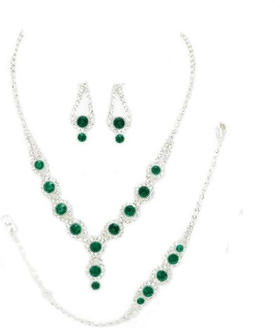 Affordable Wedding Jewelry Clear Bubble Rhinestone Pave Elegant Drop Set 3 Pcs Bracelet Earrings Necklace Set Emerald $13.34 ...